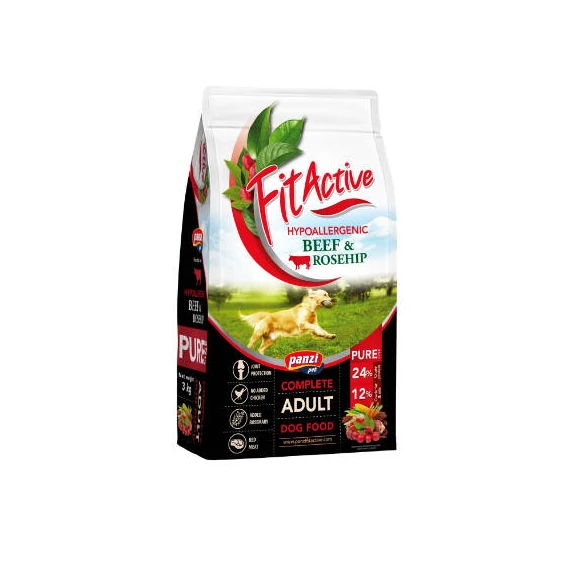 FitActive PURE Hypoallergenic Beef-Rosehip - száraztáp (marha,csipkebogyó) felnőtt kutyák részére (3kg)
