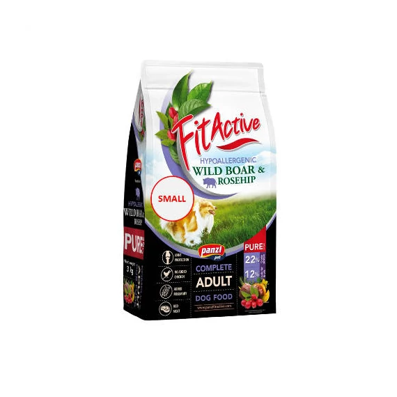FitActive PURE SMALL Hypoallergenic Wild boar -Rosehip - száraztáp (vaddisznó,csipkebogyó) felnőtt kutyák részére (3kg)