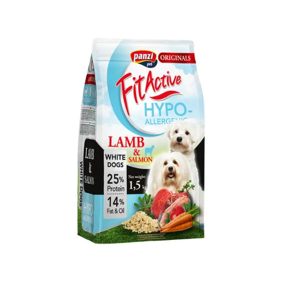 Panzi FitActive WhiteDogs Hypoallergenic Adult (bárány) száraztáp - Világos színű, felnőtt kutyák részére (1,5kg)